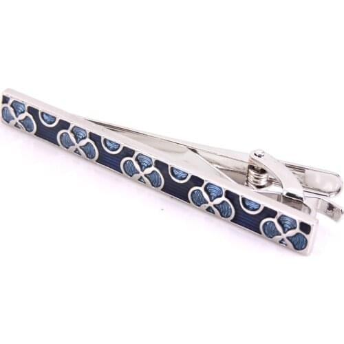 XKZM brand high quality Blue pattern tie clip Hand engraving necktie clips of old craftsmen wedding Business gift Jewellery