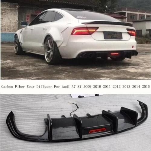 For Audi A7 S7 2009 2010 2011 2012 2013 2014 2015 Carbon Fiber Rear Diffuser Lip Spoiler High Quality Bumper Car Accessories