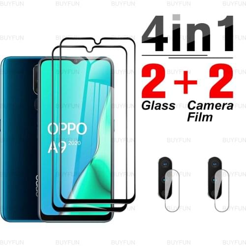 4in1 full cover black edge protective glass for oppo A9 2020 for oppo appo A5 A53 A53s A31 2020 A92 A72 A52 camera safety film