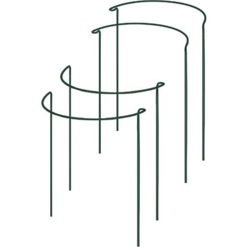 Plant Support Stake, 4-Pack Half Round Metal Garden Plant Supports, Green Garden Plant Support Ring, Garden Border Supports