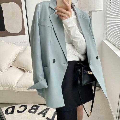 2021 Spring Autumn Elegant Simple Blazer Women Office Ladies Korean Fashion Solid Notched Pocket Jacket Coats Female Blazers