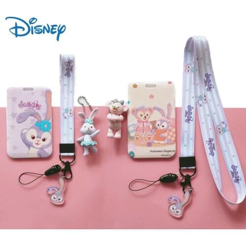 2021 New Disney Duffy Bear Card Holder Student Campus Card Hanging Neck Bag Lanyard ID Card Toys Cute Cartoon Card Bag Kids Gift