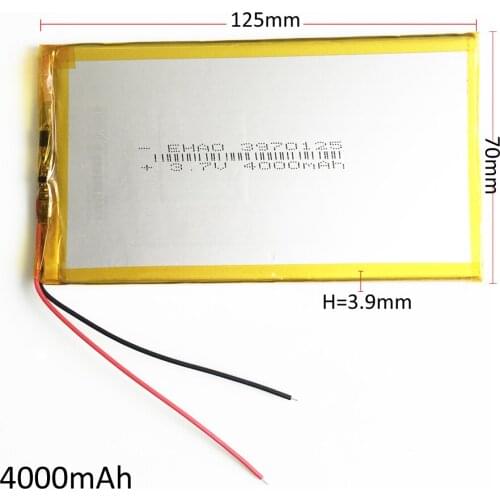 3.7V 4000mAh 3970125 Lithium Polymer Li-Po Rechargeable battery For DIY GPS PSP Power bank Tablet PC MID DVD PAD