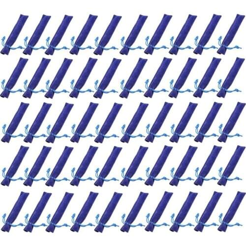 50 Pcs Blue Velvet Pen Pouch Sleeve Holder Single Pen Bag Case Pencil Bag