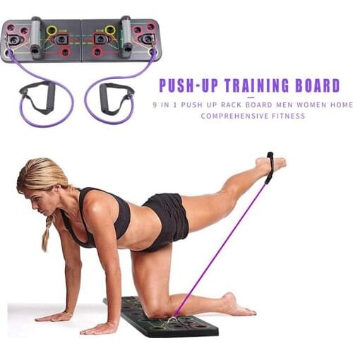 9 in 1 Push Up Rack Board with Latex Resistance Bands Comprehensive Fitness Exercise Workout Indoor Training Gym Stands