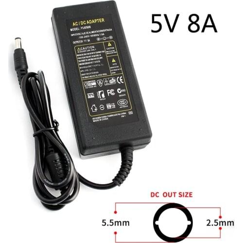 5V 8A Power Adapter Supply for LED Strip LED Lighting Transformer AC TO DC 220V TO 5V Volt Voltage Regulator LED Driver Adapter