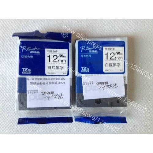 Free shipping new Tape Label TZE-FX231 Black on White for Brother 12mm 2 pcs per lot