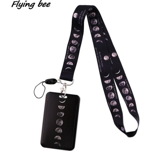 Flyingbee X1762 Lunar Eclipse Lanyard Card ID Holder Car KeyChain ID Card Pass Gym Mobile Phone Badge Key Ring Holder Jewelry