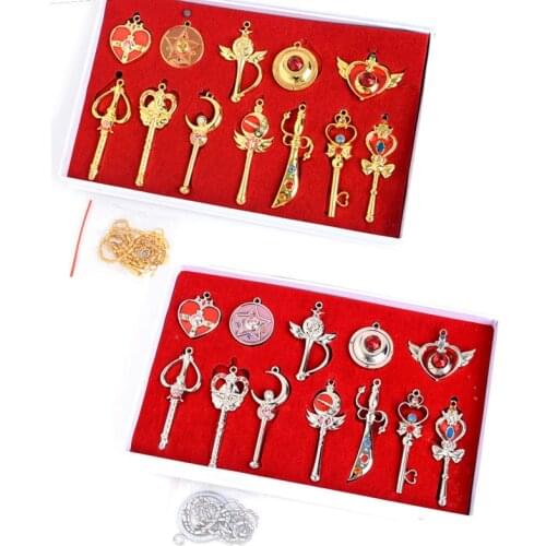 Mizuno Ami Hino Rei Kino Makoto Minako Aino Sailor Chiba Mamoru Chibiusa Crystal Magic Wand Pretty Heart Star Pendant KeyChain