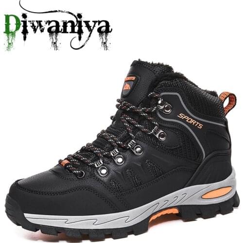Brand Winter Mens Boots Warm Mens Snow Boots High Quality Leather Waterproof Men Sneakers Outdoor Men Hiking Boots Work Shoes