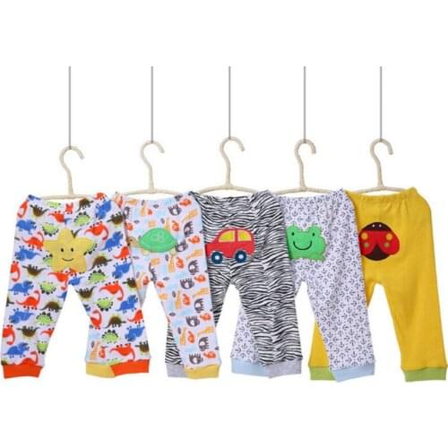 New Lucky Child Toddler Children Cute Cartoon Pants Pure Cotton Comfortable Baby Boys Girls Long Trousers 5pc/lot