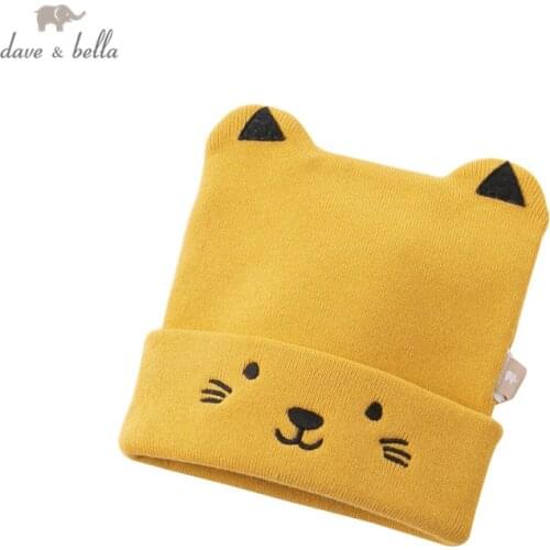 DB15866 dave bella winter new born baby girls cute cartoon cat hat girl fashion bucket cap