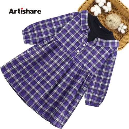 Kids Dresses For Girls Plaid Pattern Dresses For Girl Patchwork Kids Dress Spring Autumn Girls Clothing