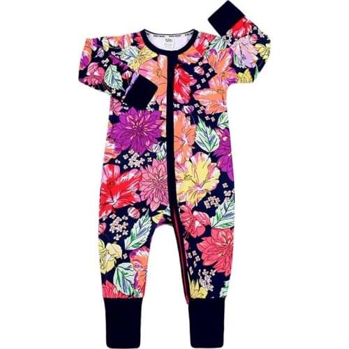 Spring Baby Romper Autumn Newborn Baby Clothes For Girls Long Sleeve Floral Legging Jumpsuit Cartoon Zipper Onesies Kids Outfits
