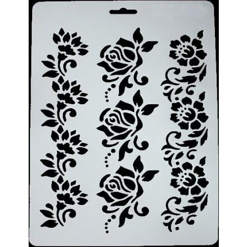 DIY Scrapbooking Roses Vine Template Baking Kitchen Decorating Cake Stencil Spray Flower Buds Vine Template Embossing Folders