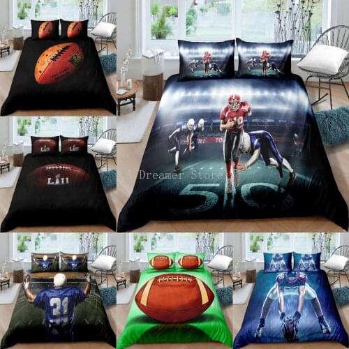 Home Textile 3D Rugby American Footbal Club Bedding Set Duvet Cover Pillowcases Sport Bed Cover Twin Full Queen King Size 2-3PC
