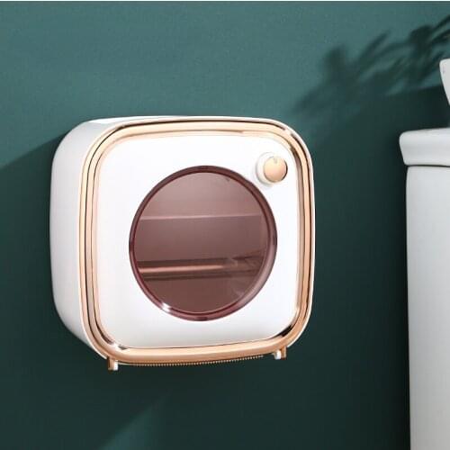 Home modern style bathroom toilet tissue box waterproof free perforation wall-mounted toilet paper roll toilet paper box