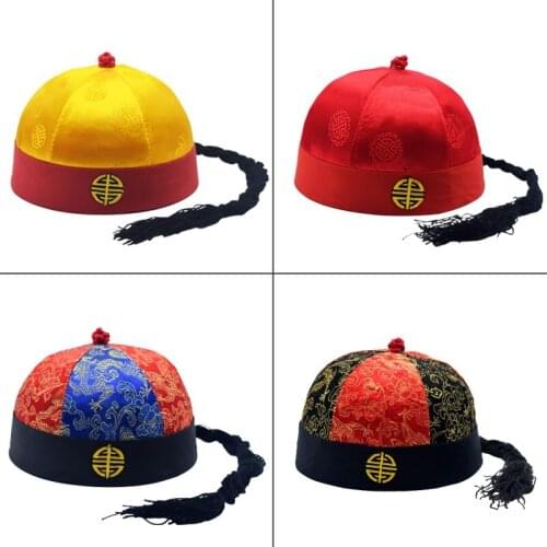 NEW styles Embroidered Braid Skullcap Crown Prince Cap Adult Women Men Landlord Hat Emperors Hat In China Qing Dynasty