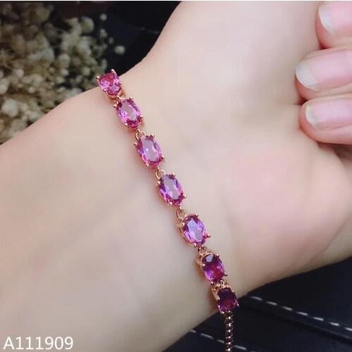 KJJEAXCMY boutique jewelry 925 sterling silver inlaid Natural Garnet female bracelet support detection luxurious beauty