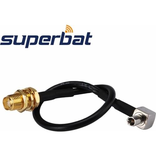 Superbat RF Coaxial Cable SMA Female Jack to TS9 Male Plug Right Angle Pigtail Cable RG174 15cm for Antenna Huawei ZTE