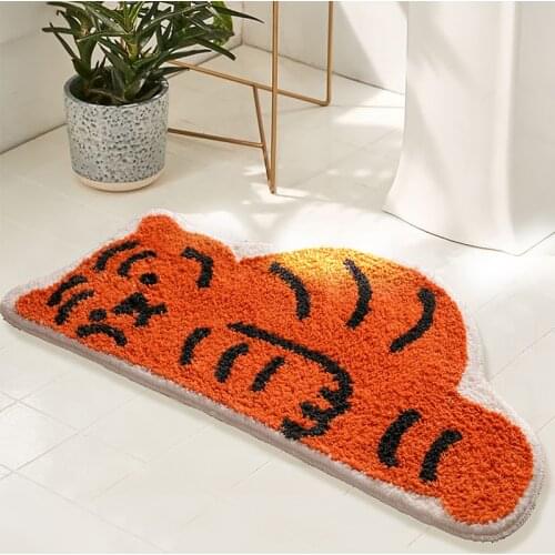 Tiger Bathroom Mat Fluffy Flocking Carpet Bath Tub Side Anti Slip Rug Floor Pad Nordic Doormat Home Kids Room Nursery Decor
