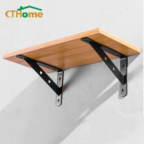 2pcs Bracket Shelf Support Triangle Stand Thicken Black 8-16inch Fixed Right Angle Wall Mounted Table Shelf Bracket Hardware