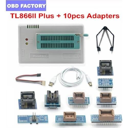 Mini Pro TL866II Plus USB Universal Programmer + 10 Items IC Adapters High Speed TL866CS English Manual Free Shipping