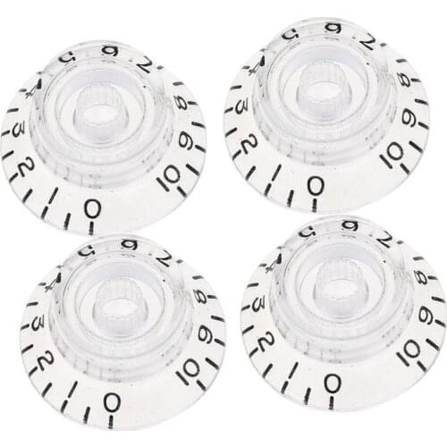 Musiclily Pro Left Handed Metric Size 18 Splines Guitar Bell Top Hat Knobs for Epiphone Les Paul SG, Transparent (Set of 4)