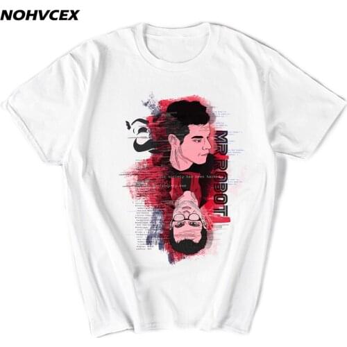 Cartoon Print Short Sleeve T Shirt Mens Fsociety Mr Robot