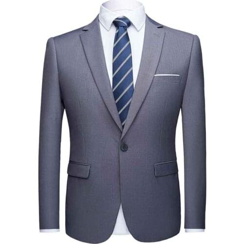 Fashion Asian Size Solid Men Blazers Hombre Grey Black Casual Business Formal Blazer Masculino Slim Suit Jackets Plus Size 6XL