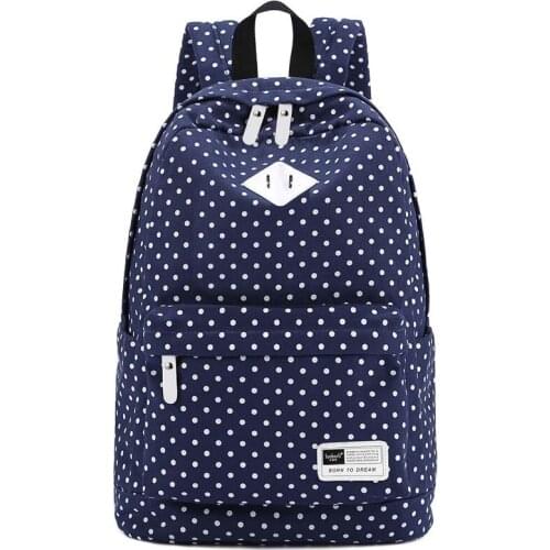 Men Backpack Lightweight Casual Daypack Bag Canvas Polka Dot Backpack 14"-15" Laptop School Shoulder Bag for Teenage Girls Boys