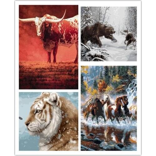 Painting By Numbers For animal With Frame Picture On Wall Loft Oil Canvas Drawing Diy Acrylic Coloring Decoration Home