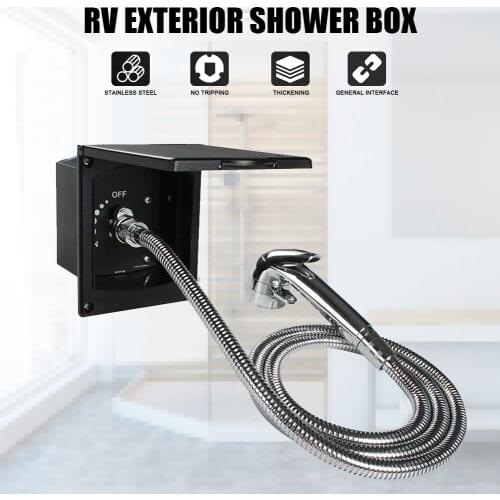 RV Pressure Water Inlet/Outlet Exterior External Shower Box Kit For Caravan Boat Motorhome Marine Camper With Faucet