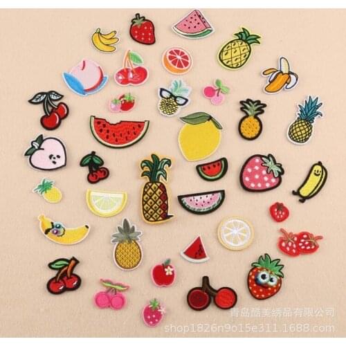 50pcs/lot Embroidery Patches for Kids Clothing Decoration Fruit Pineapple Accessories Badge Iron Heat Transfer