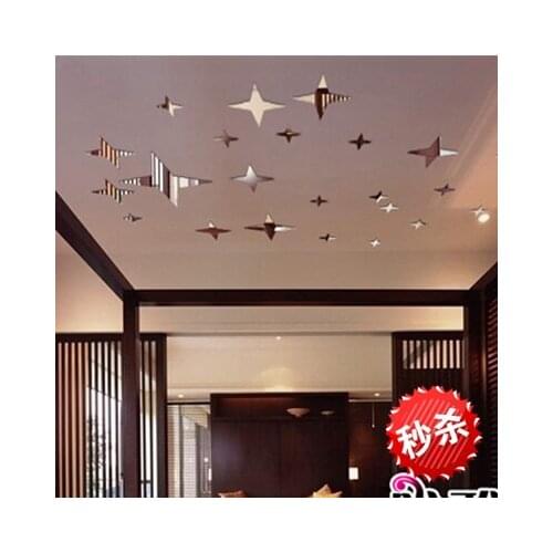 Wall stickers mirror crystal three-dimensional wall stickers 43 stars on the ceiling