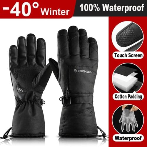 NEWBOLER Winter Cycling Gloves 100% Waterproof Bicycle Thermal Full Finger Sport Gloves Bike Skiing Motorcycle Scooter Gloves