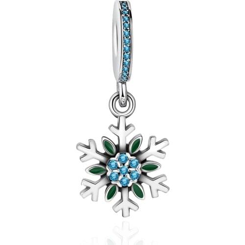 2019 NEW 100% 925 Sterling Silver Brand New Flashing Temperament Sapphire Snowflake Pendant Charm Original Charm SC001-SC012