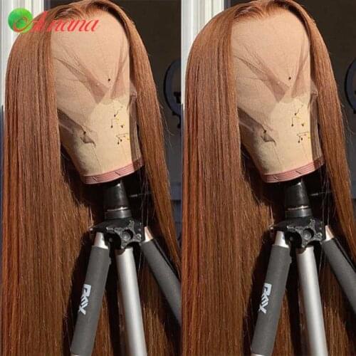 13x6 Lace Frontal Wig Peruvian Straight Human Hair Wigs Burnt Orange Ginger Color Lace Front Wigs Pre Plucked 180% Density Remy