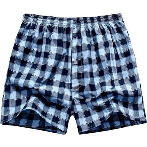 Board Shorts Summer Men Plaid Print Elastic Waistband Loose Boxers Beach Home Short Pants