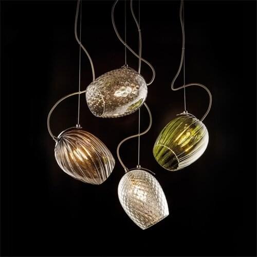 Nordic Pineapple Glass Colored Pendant Lights Restaurant Modern Bedroom Bedside Hanging Lights Lighting Bar Engineering Lamps