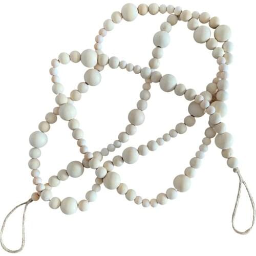 Nordic Style Simple Cotton Rope Wood Beads Children Room Home Hanging Decoration