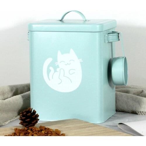 Rectangle Pets Food Storage Boxes with Sealed Moisture-Proof Cat Dog Pattern Container Bins Box for Rice Food Holder