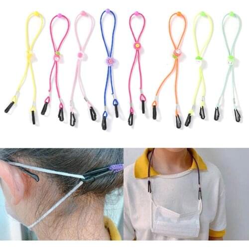 25cm Adjustable Non-Slip PVC Cartoon Face Cover Holder Rope Clip Adult Children Anti-drop Face Cover Extension Cord Lanyard