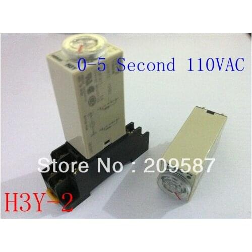AC 110V H3Y-2 Delay Timer Time Relay 0-5 Second 110VAC & Base