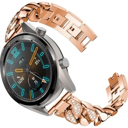 22/20MM Strap Denim Chain Diamond Fashion Bracelet for Huawei Watch GT 2 1 Watchband for Samsung Galaxy Watch 3 41/45mm/42/46mm