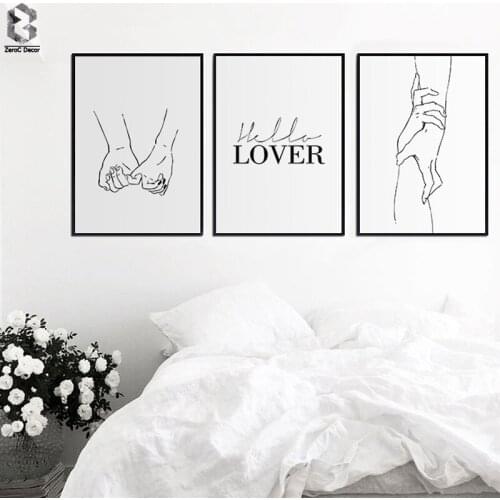 Nordic Minimalist Sweet Love Posters and Prints Couple Quotes Canvas Painting Wall Pictures Bedroom Decor