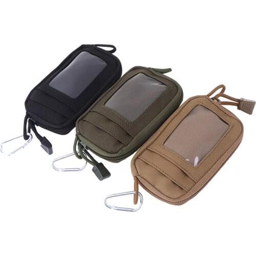 Tactical Mini Wallet Card Money Key Pack Waist Bag Nylon with Free Carabiner Camping Hiking Outdoor Waterproof Belt Small Pouch
