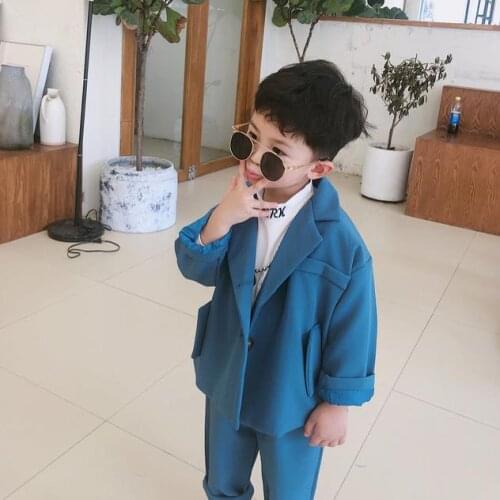 Spring Autumn Formal Temperament Kids Boys Suits 2 Piece Sets Single Button Blazer Jackets+Pants Suit Children Outfits 12M-6T