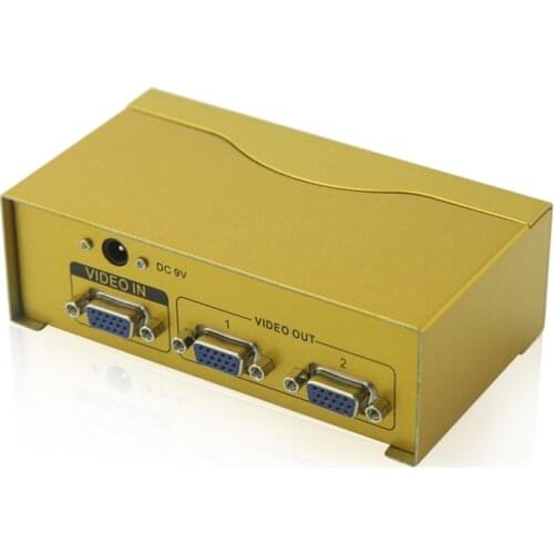 VGA Splitter 2 Port Monito 600MHz SVGA Video Splitter Box Adapter USB Powered For LCD TV PC