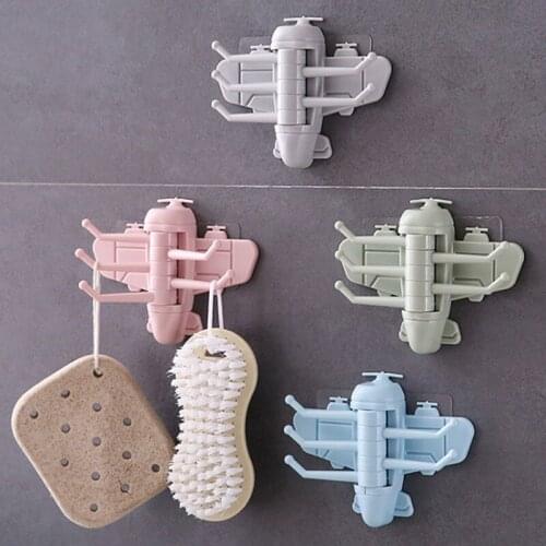 Aircraft Shape Rotating Hooks Wall Mounted Hanger Towel Hooks Storage Rack Kitchen Bathroom Storage Racks